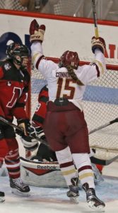 Redshirt freshman Erin Connolly celebrates game-winning goal.